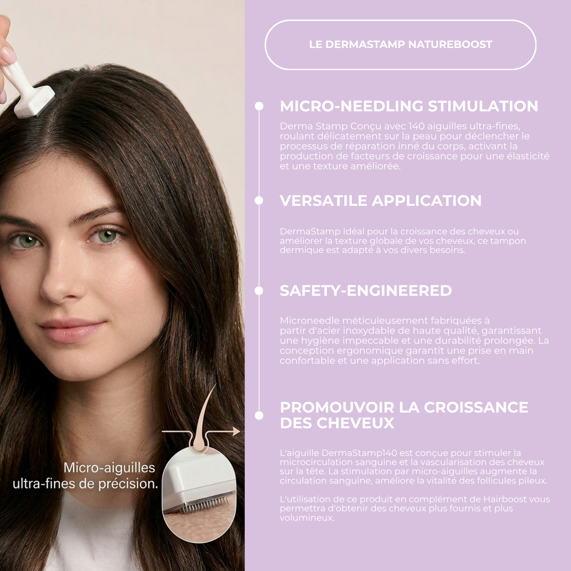DERMABOOST ajustable - 140 pointes Microneedle dermapen